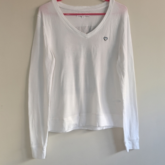 Spiritual Gangster Sz Small White Long Sleeve Sweater Graphic Print V Neck - Picture 3 of 5